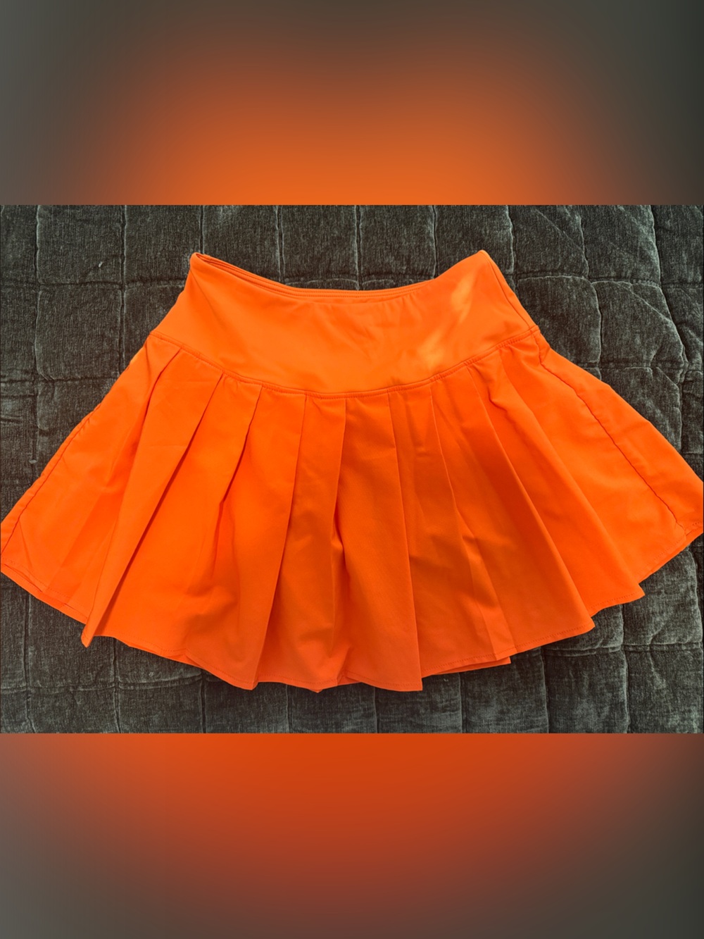 Bright Orange Pleated Skirt